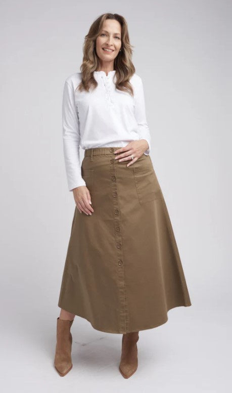 Brown Buttoned Aline skirt