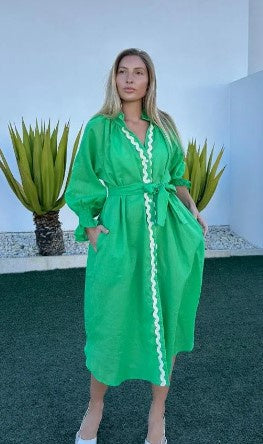 dEEP GREEN Linen dress