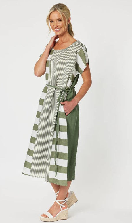 Patio stripe khaki dress