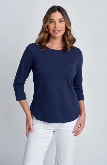 Cotton Navy tee 3/4 sleeve