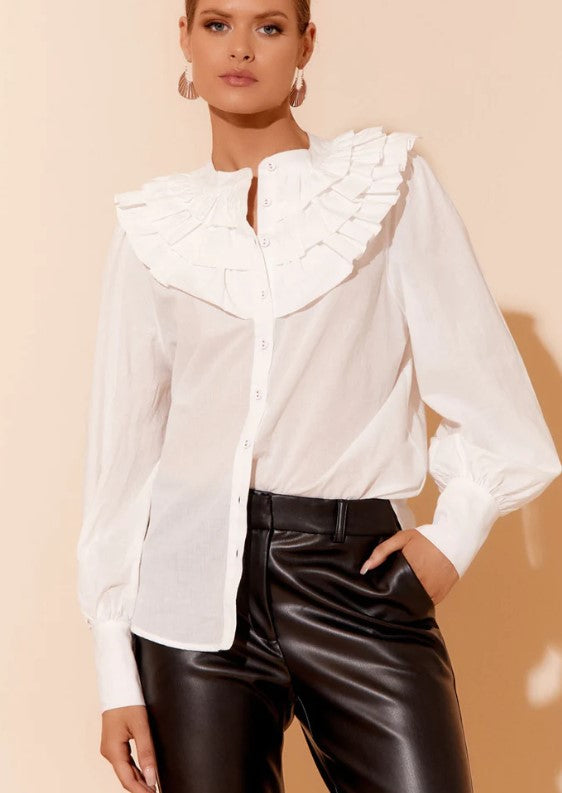 Lou voile frill shirt white