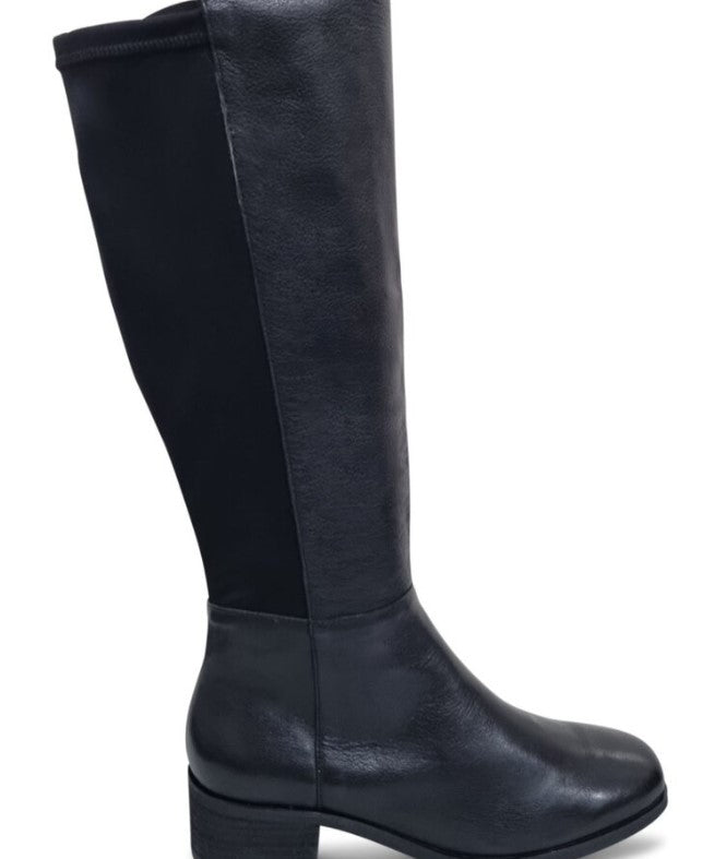 Black leather high boots