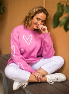 Heart knit Pink