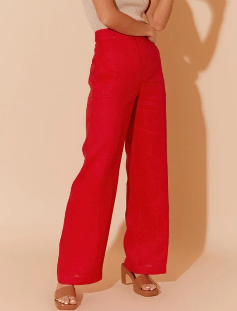 Nish linen pants red