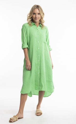 Linen dress shirt green