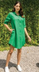 Emerald linen dress
