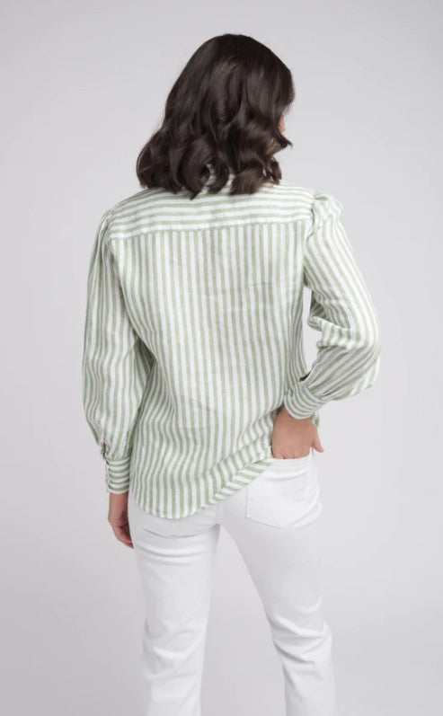 Pistachio linen blouse