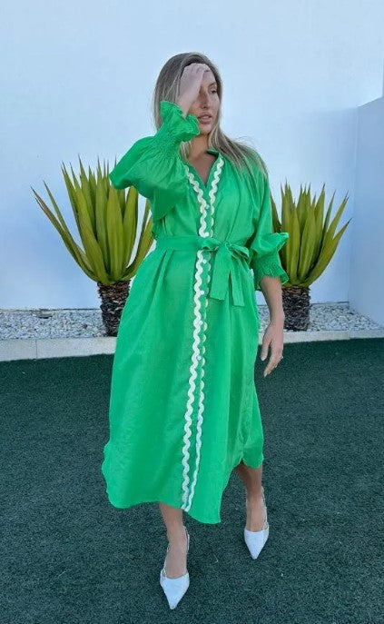 dEEP GREEN Linen dress