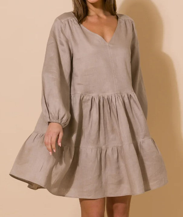 Monroe Linen Mocha dress