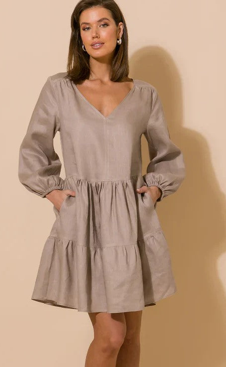 Monroe Linen Mocha dress