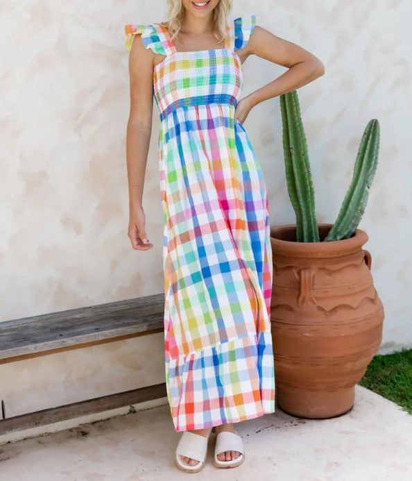 Gelato check maxi dress