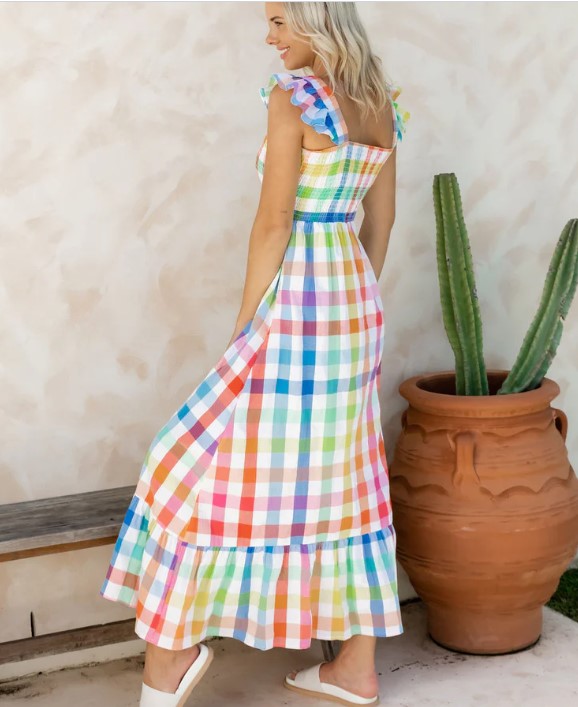 Gelato check maxi dress