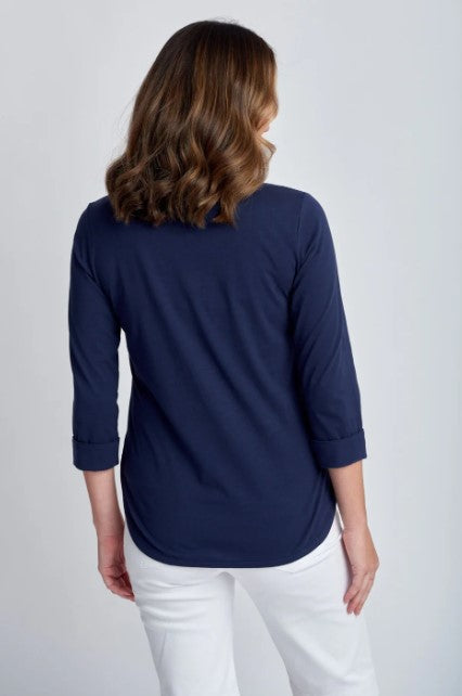 Cotton Navy tee 3/4 sleeve