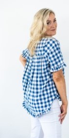 Cotton gingham blouse navy