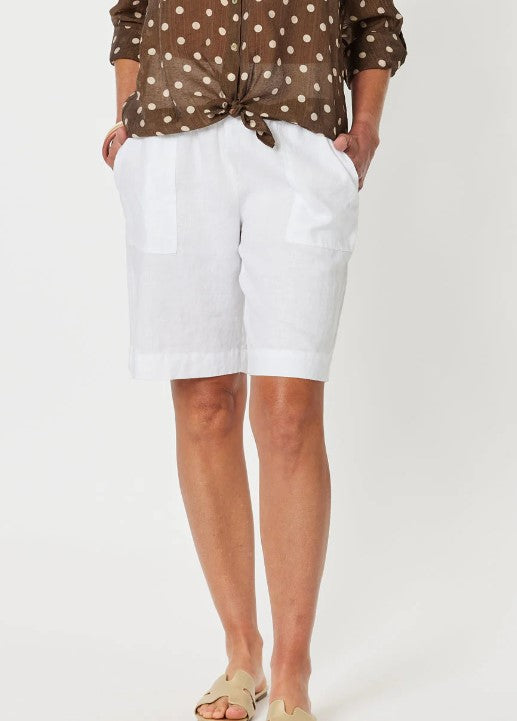 Jersey white linen shorts