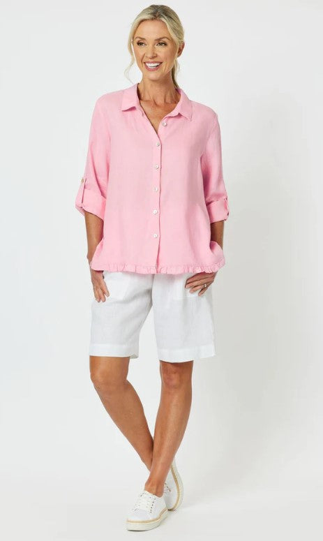 Jersey white linen shorts