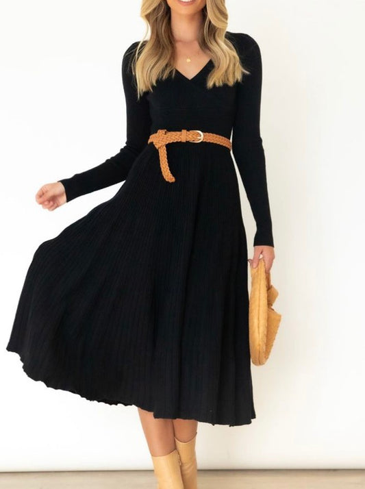 Carmen Stretch Knit Dress - Black