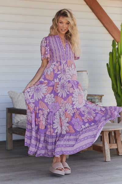 Purple Print Yoli Maxi dress