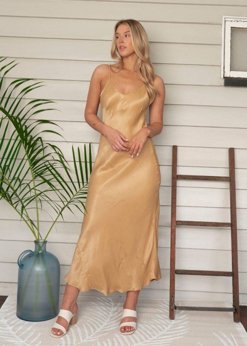 Savanah Gold Slip Dress by Gysette