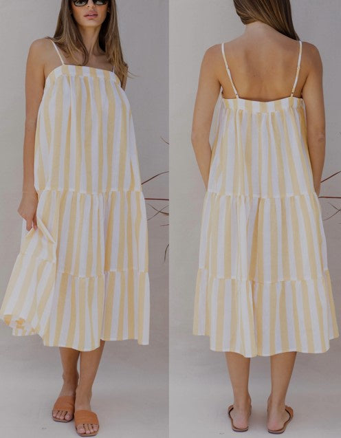 Mango Wide stripe layered dress