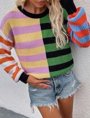 Striped knit  sweater black/green