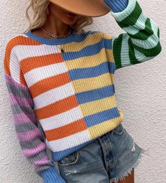 Think bold sweater orange/white