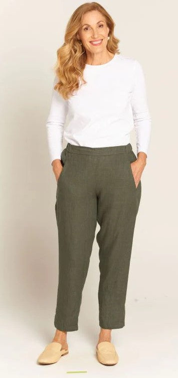 Slim leg khaki linen  Pant