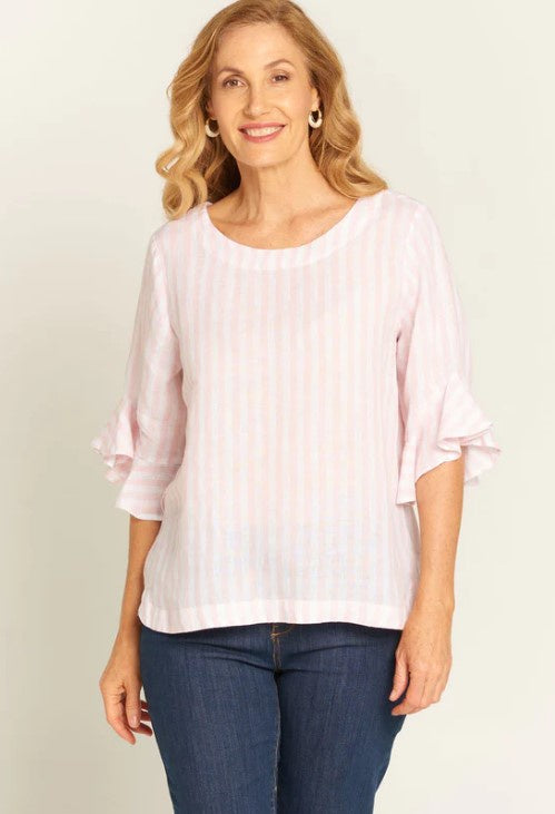 Dusty pink stripe blouse