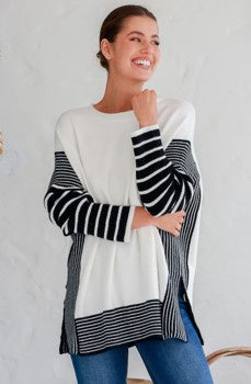 Knitwear black n white stripe jumper