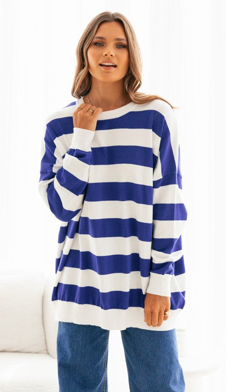 Blue/white stripe knit