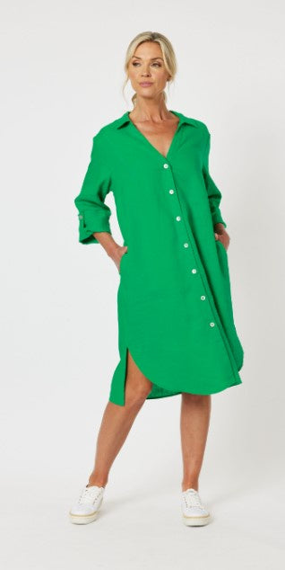 On Point Shirt Dress emerald