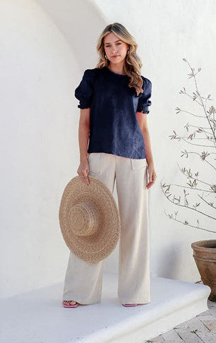 Navy linen blouse