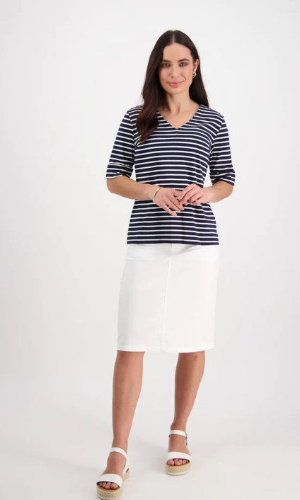 Navy white stripe shirt