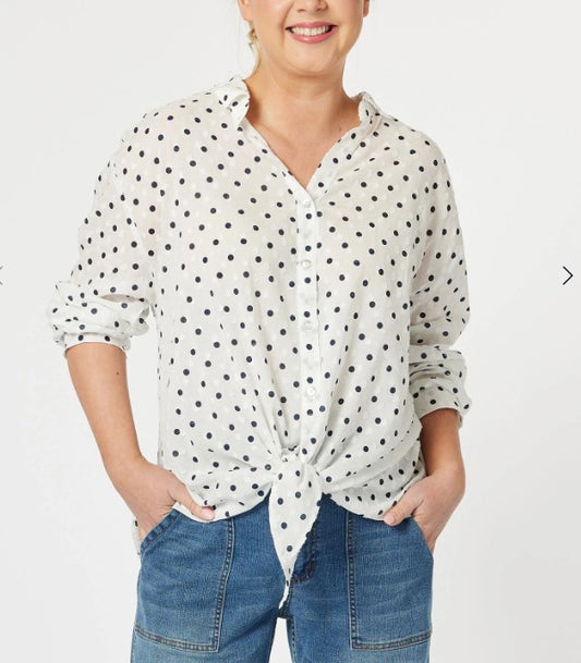 Dotty blouse navy/wh