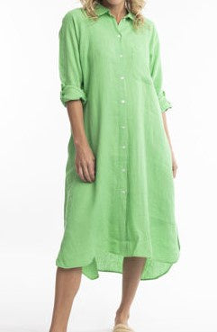 Linen dress shirt green