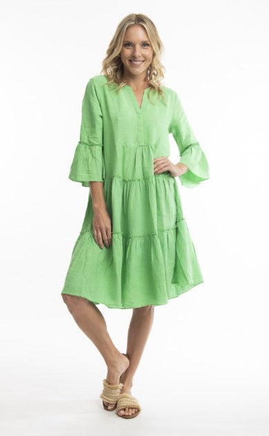 Linen dress fresh green