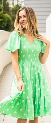 Green poker dott dress