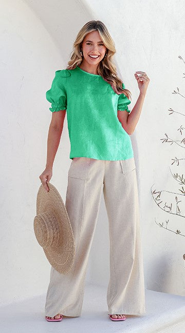 Green frill blouse