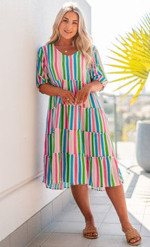 Stripe sleeved lolly dress