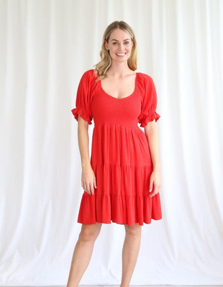 Red mid short dress