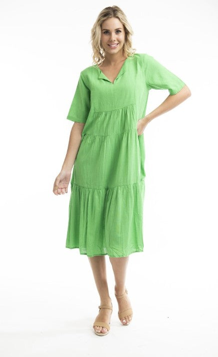 Collared Parrot cotton dress