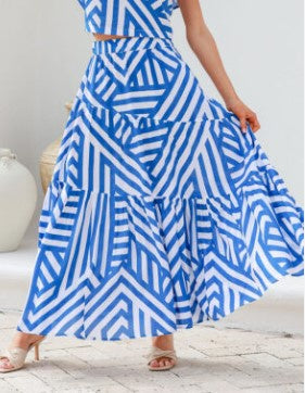 Blue/white stripe skirt