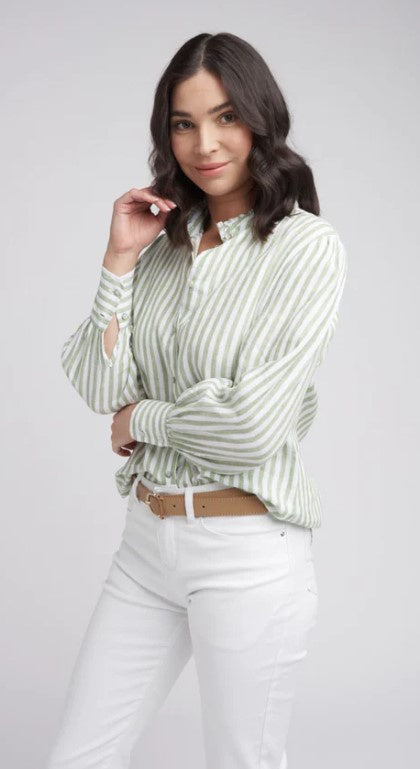 Pistachio linen blouse