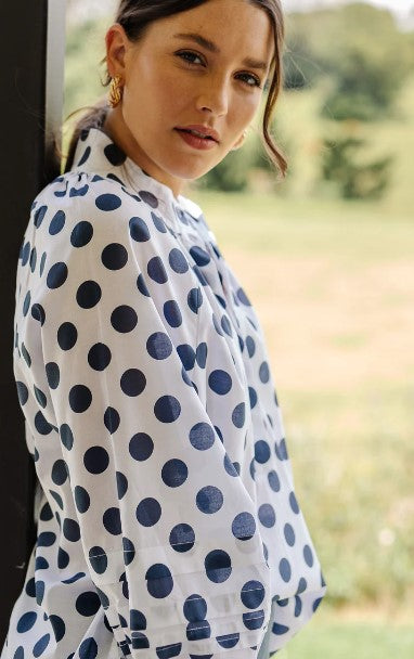 Navy Spot Cotton shirt