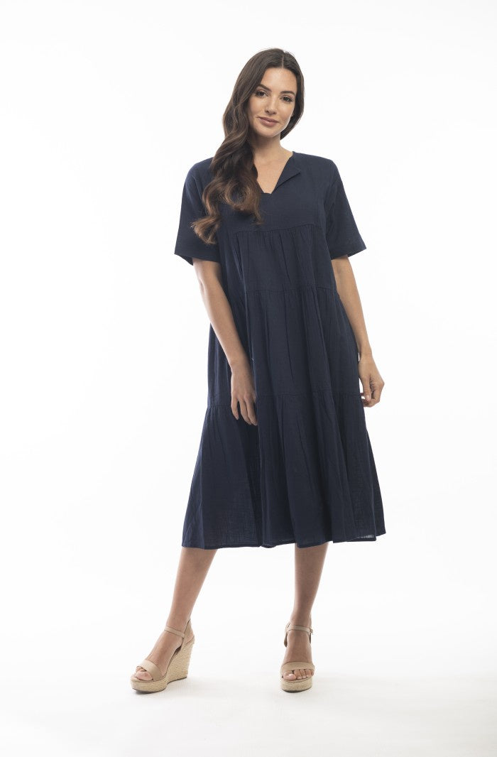 Orientique Essentials dress collared navy dress – Lilly Pilly Style ...