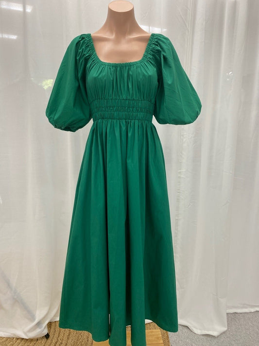 Emerald Puff Sleeve Dress