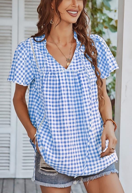 Essentially blue gingham blouse